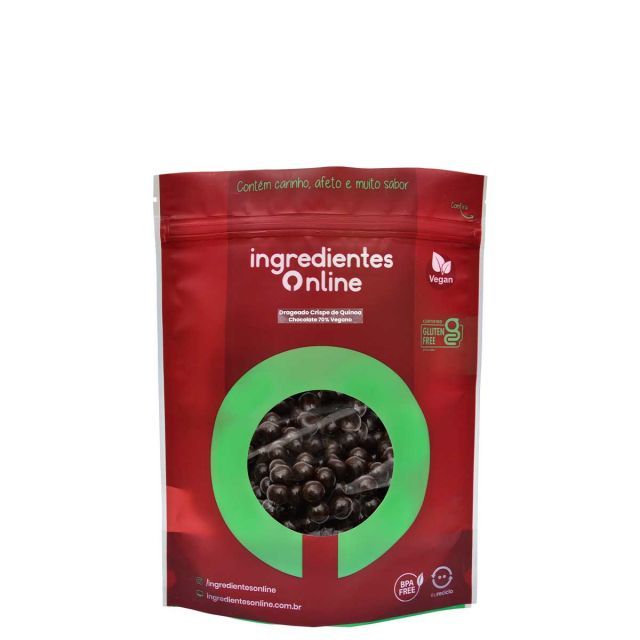 Drageado de Crispie de Quinoa com Chocolate 70% vegano